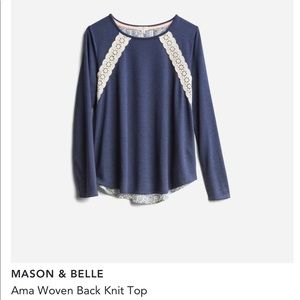 Medium Mason and Belle Lace top. Navy blue with inset in back. Great condition.